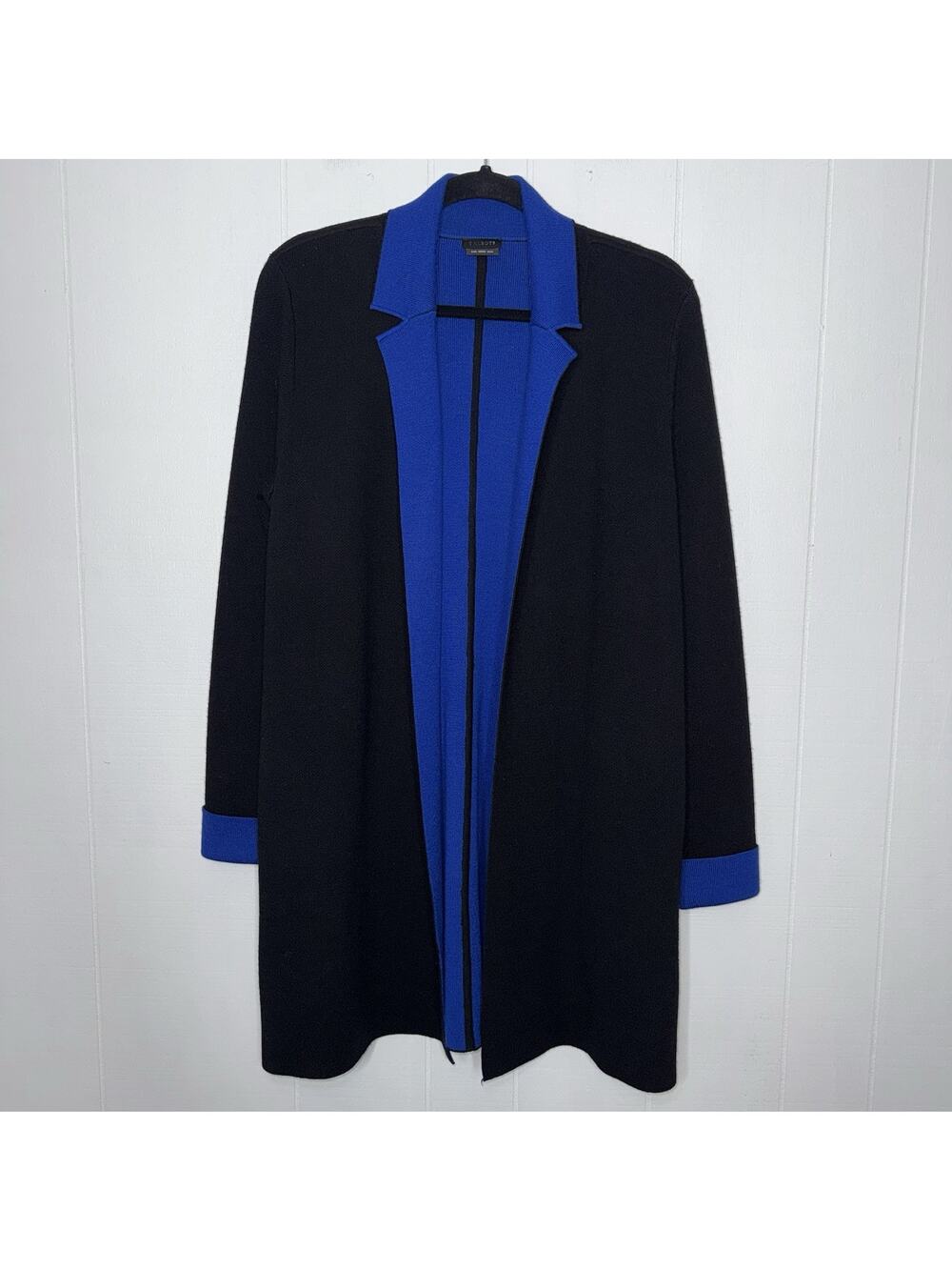 Talbots Women’s Merino Wool Open Front Cardigan Sweater Black Blue Size M?